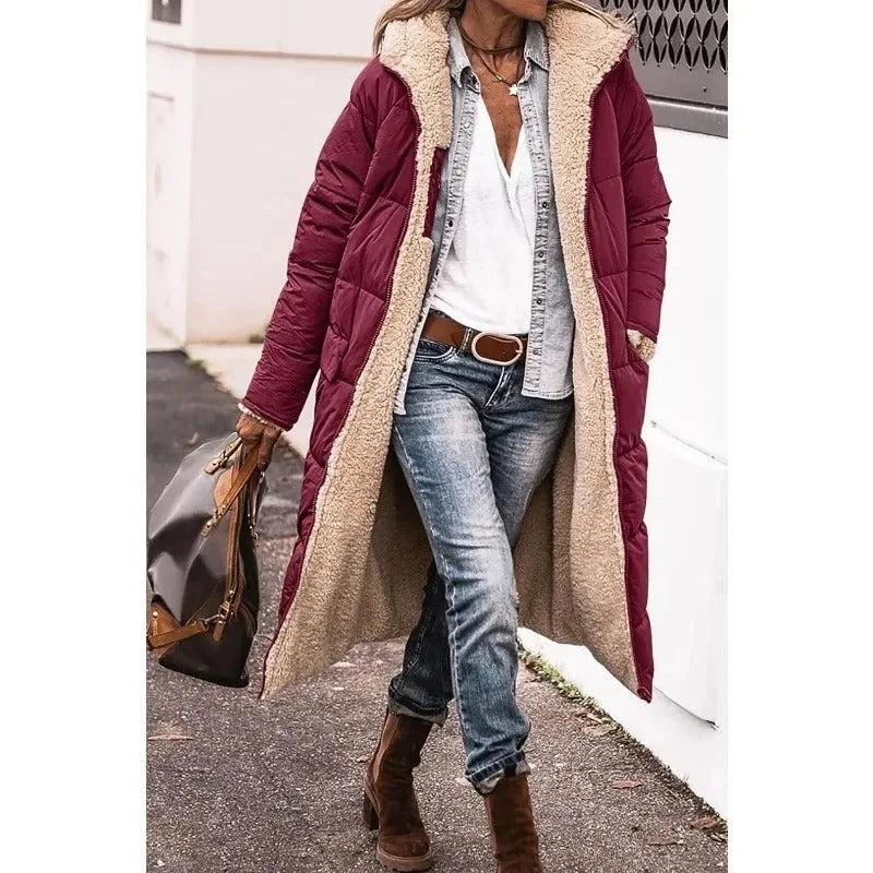 Longline Puffer Jacket with Sherpa Lining