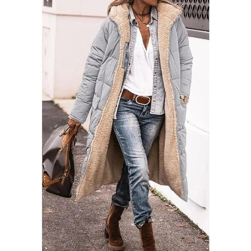 Longline Puffer Jacket with Sherpa Lining