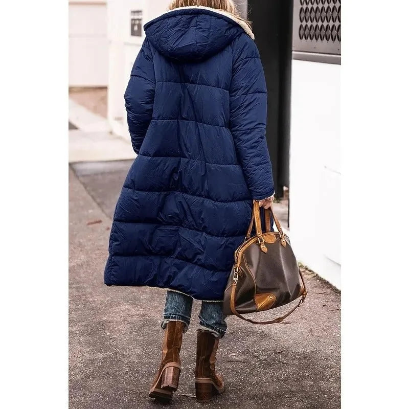 Longline Puffer Jacket with Sherpa Lining