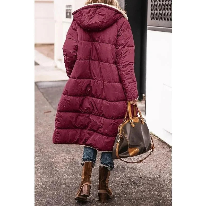 Longline Puffer Jacket with Sherpa Lining