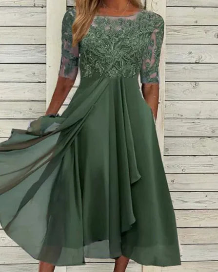 Mother of the Bride Lace Midi Dress