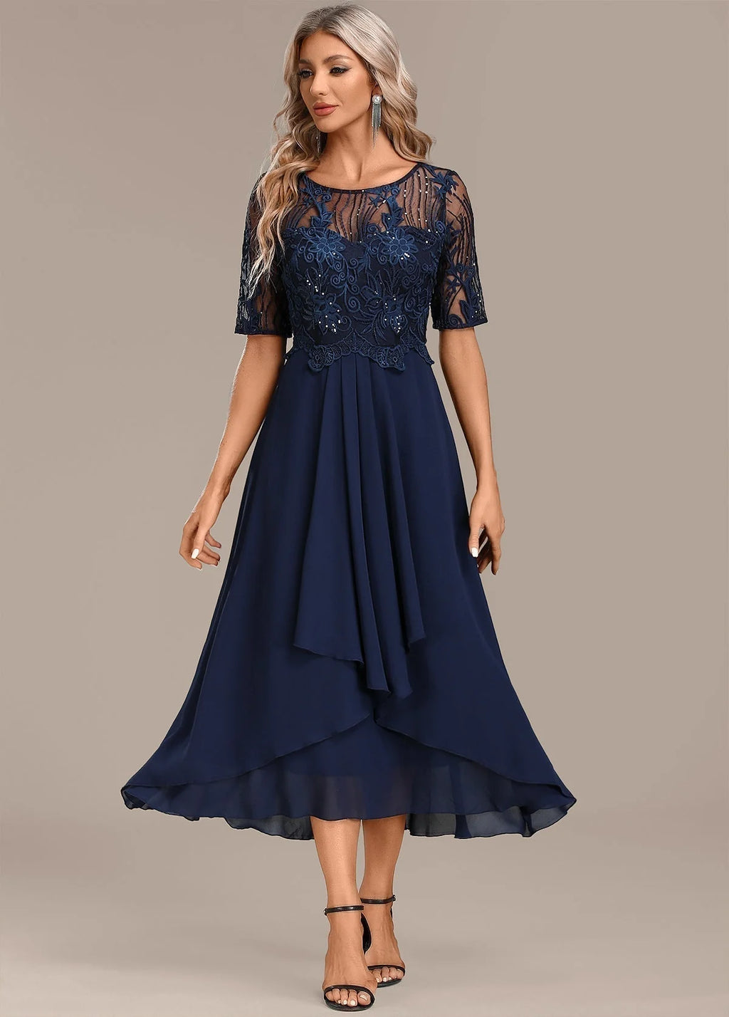 Mother of the Bride Lace Midi Dress