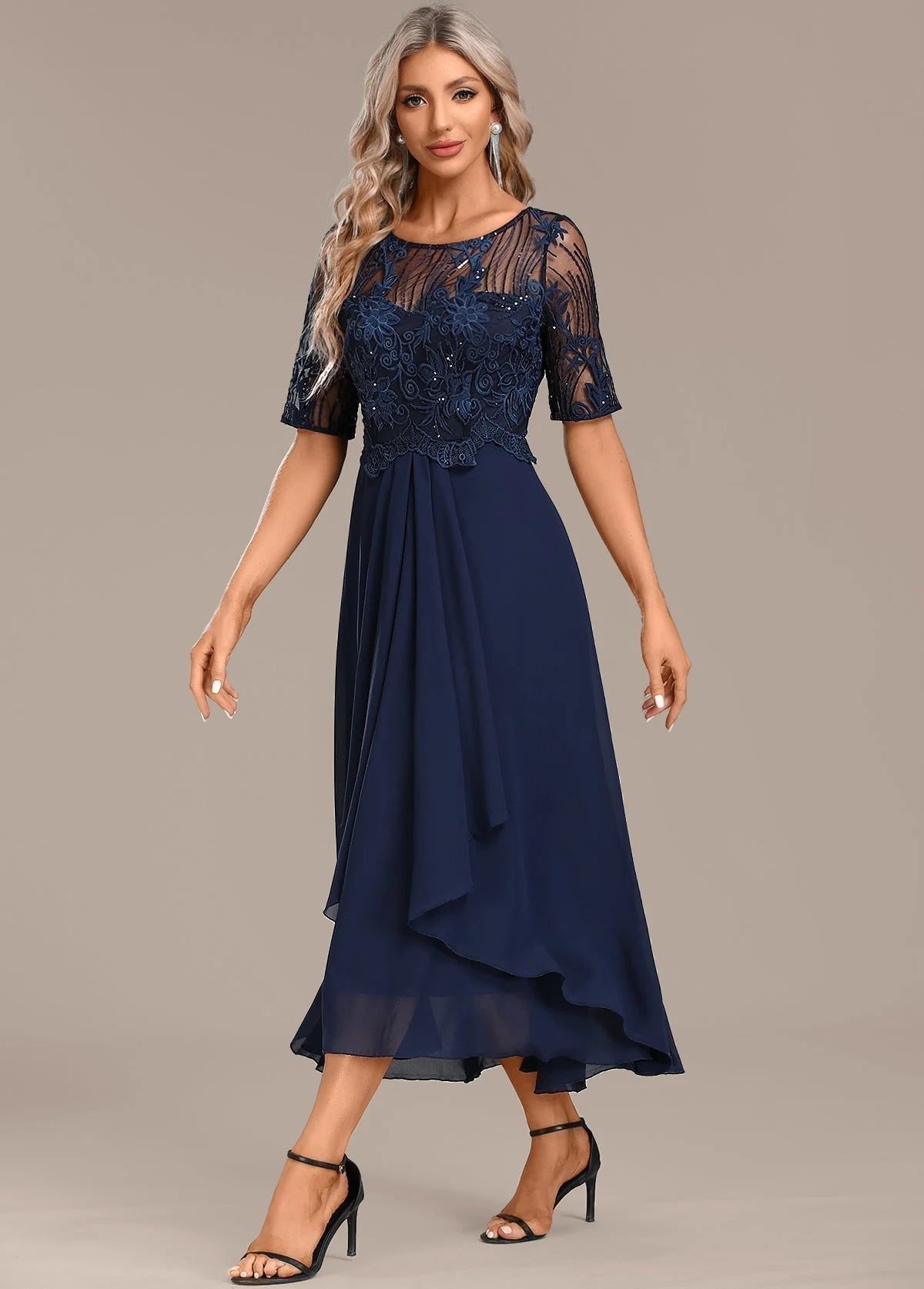 Mother of the Bride Lace Midi Dress