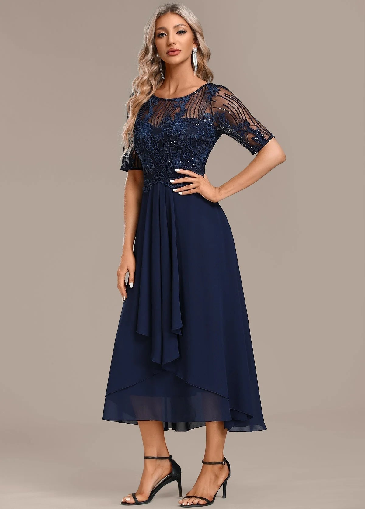 Mother of the Bride Lace Midi Dress