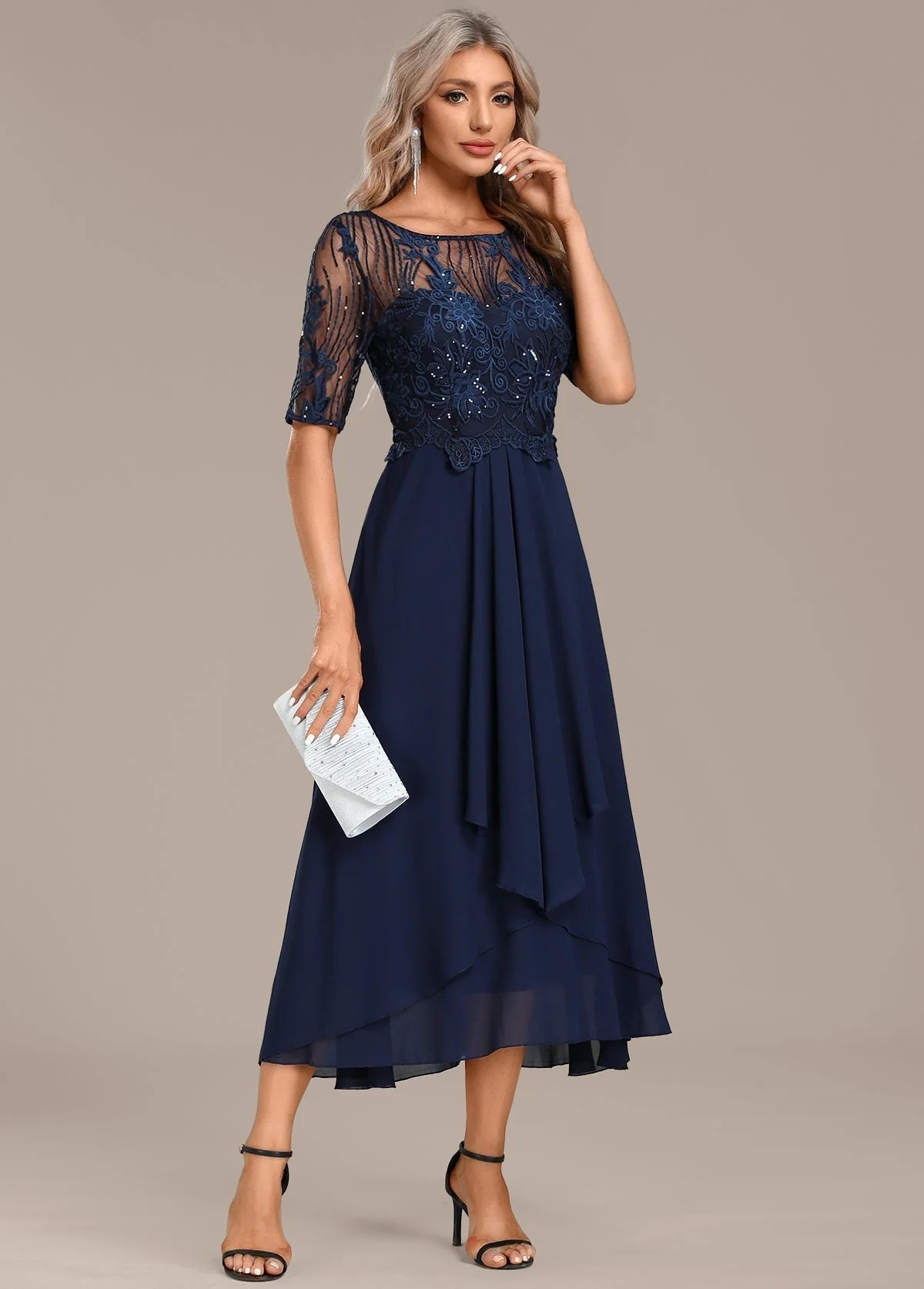 Mother of the Bride Lace Midi Dress