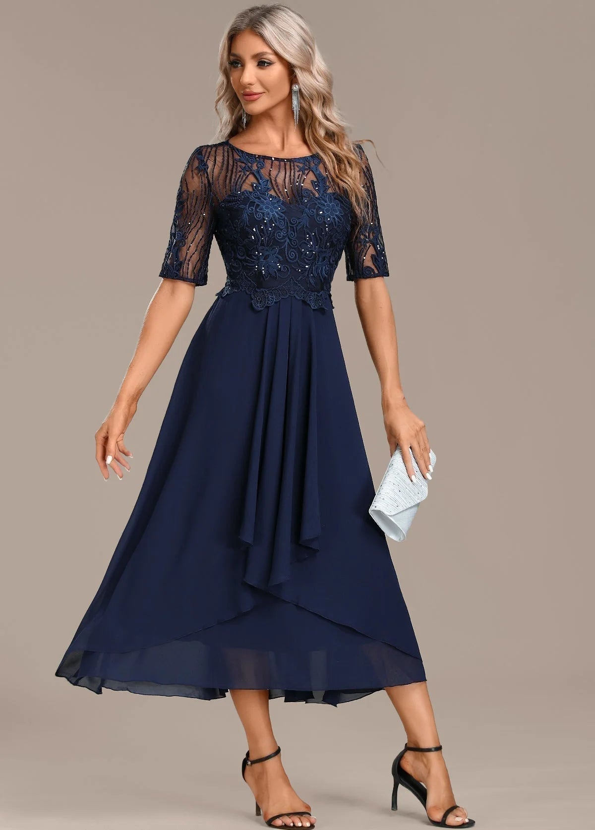 Mother of the Bride Lace Midi Dress