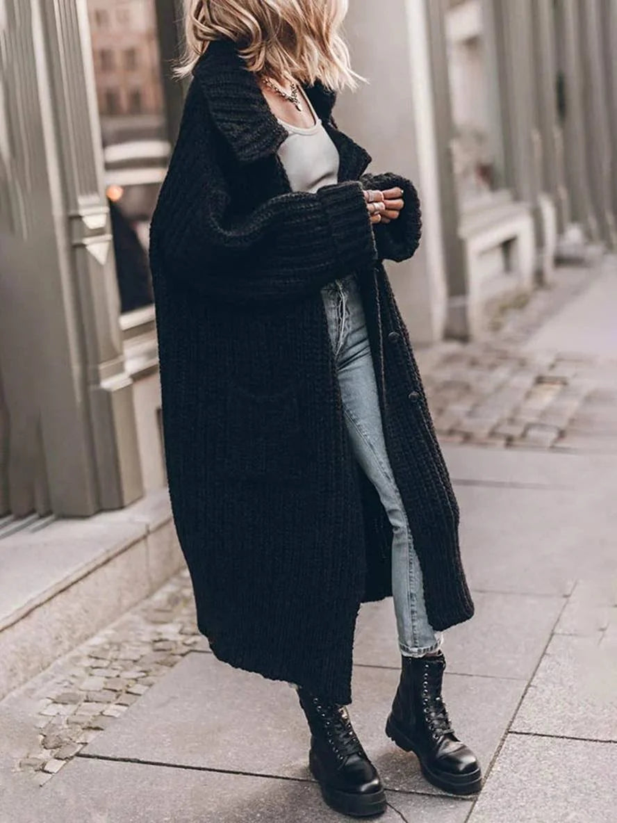 Oversized Chunky Rib Knit Long Cardigan Sweater