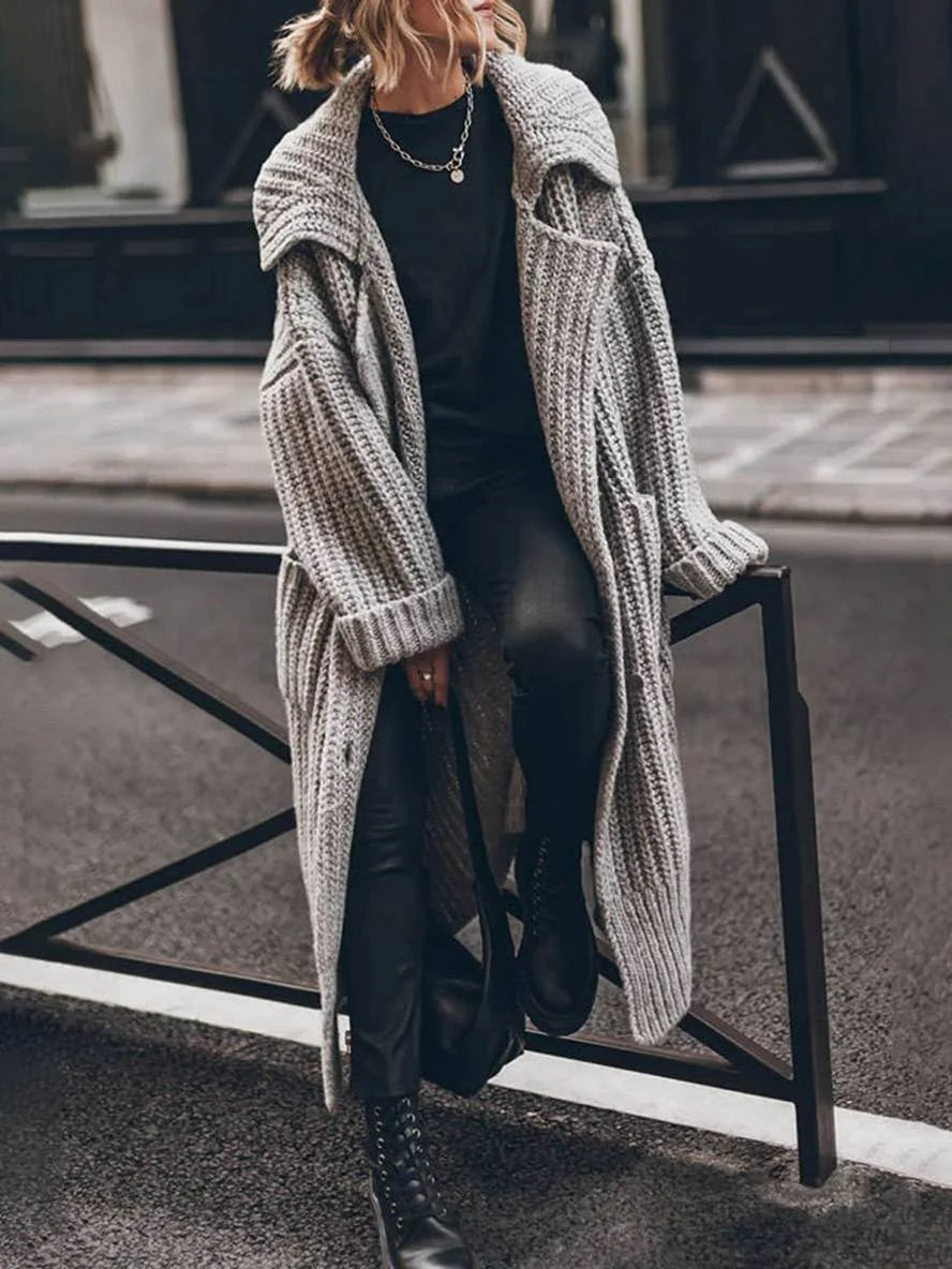 Oversized Chunky Rib Knit Long Cardigan Sweater