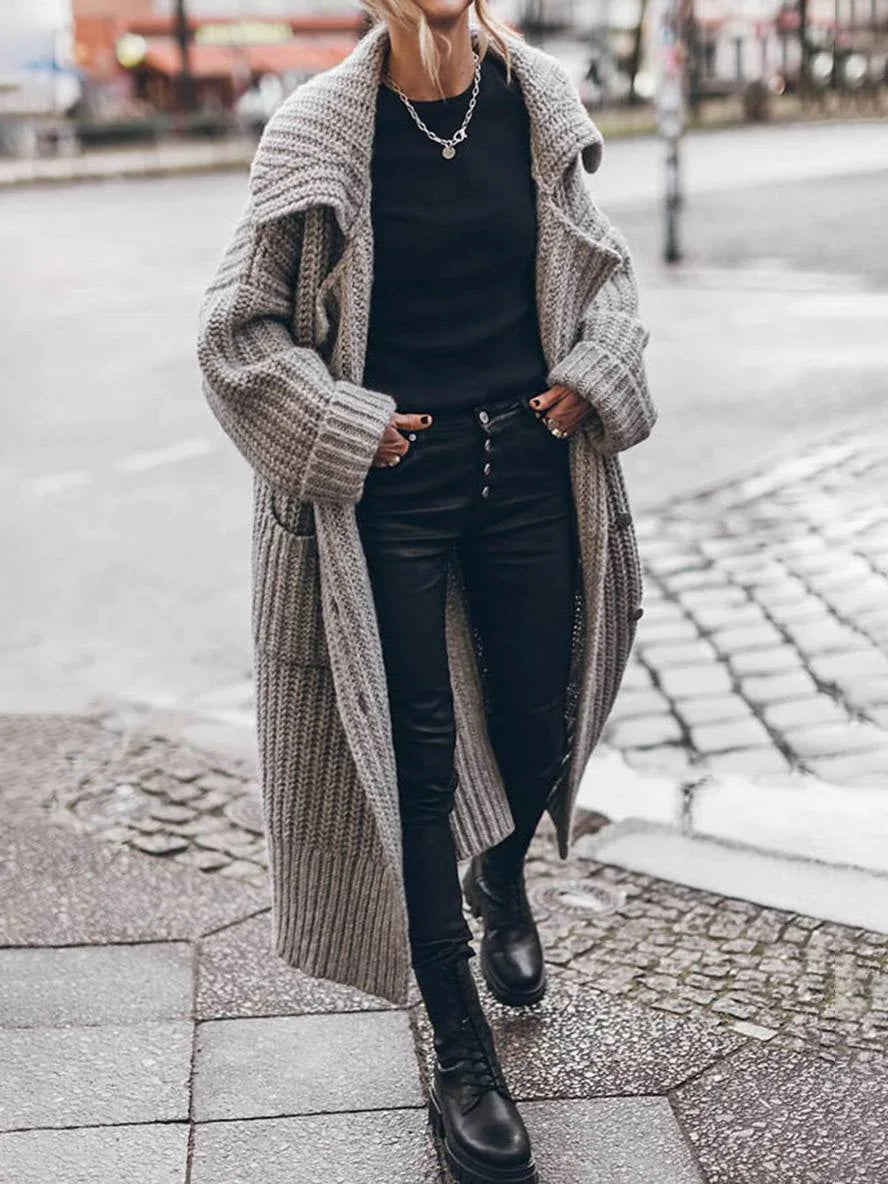 Oversized Chunky Rib Knit Long Cardigan Sweater