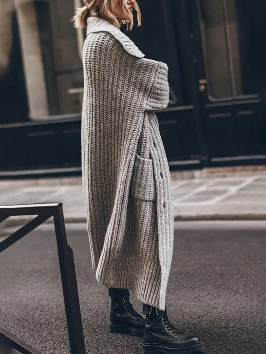 Oversized Chunky Rib Knit Long Cardigan Sweater