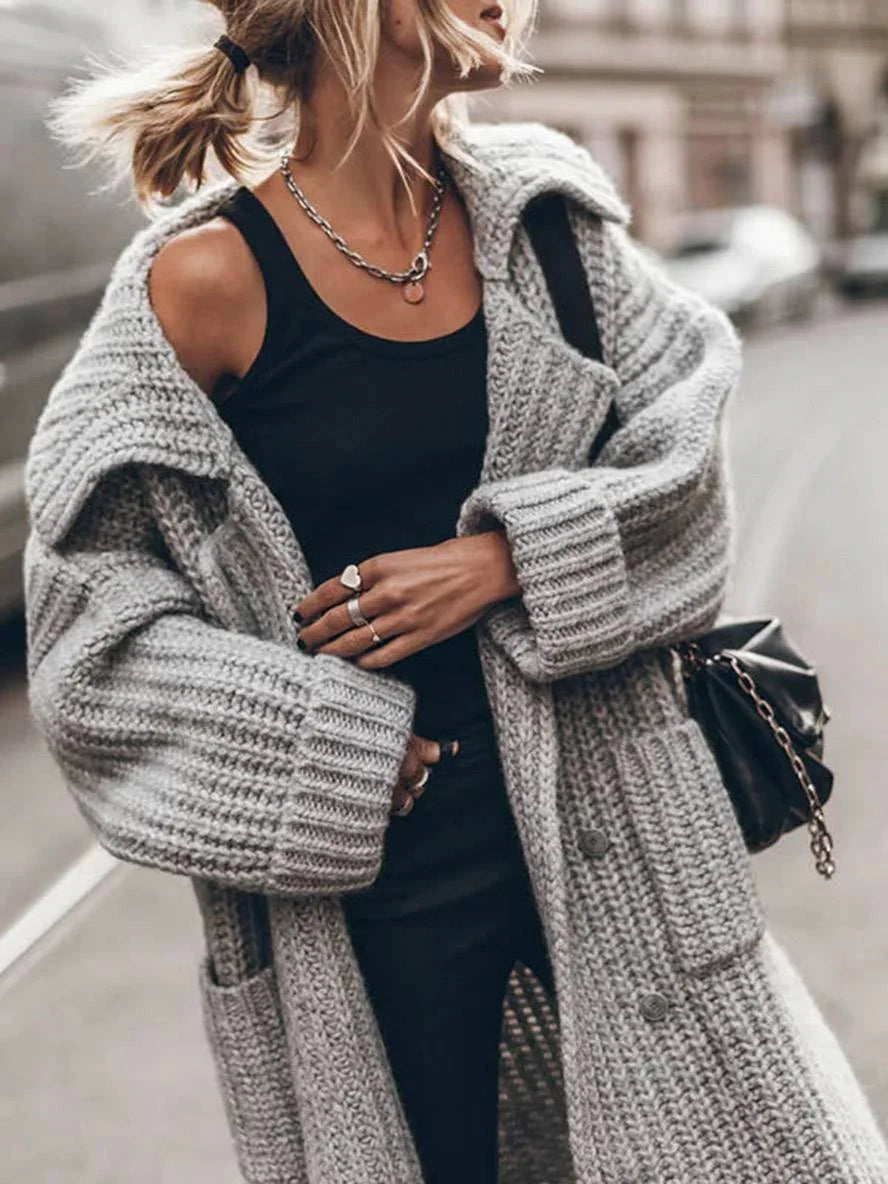 Oversized Chunky Rib Knit Long Cardigan Sweater