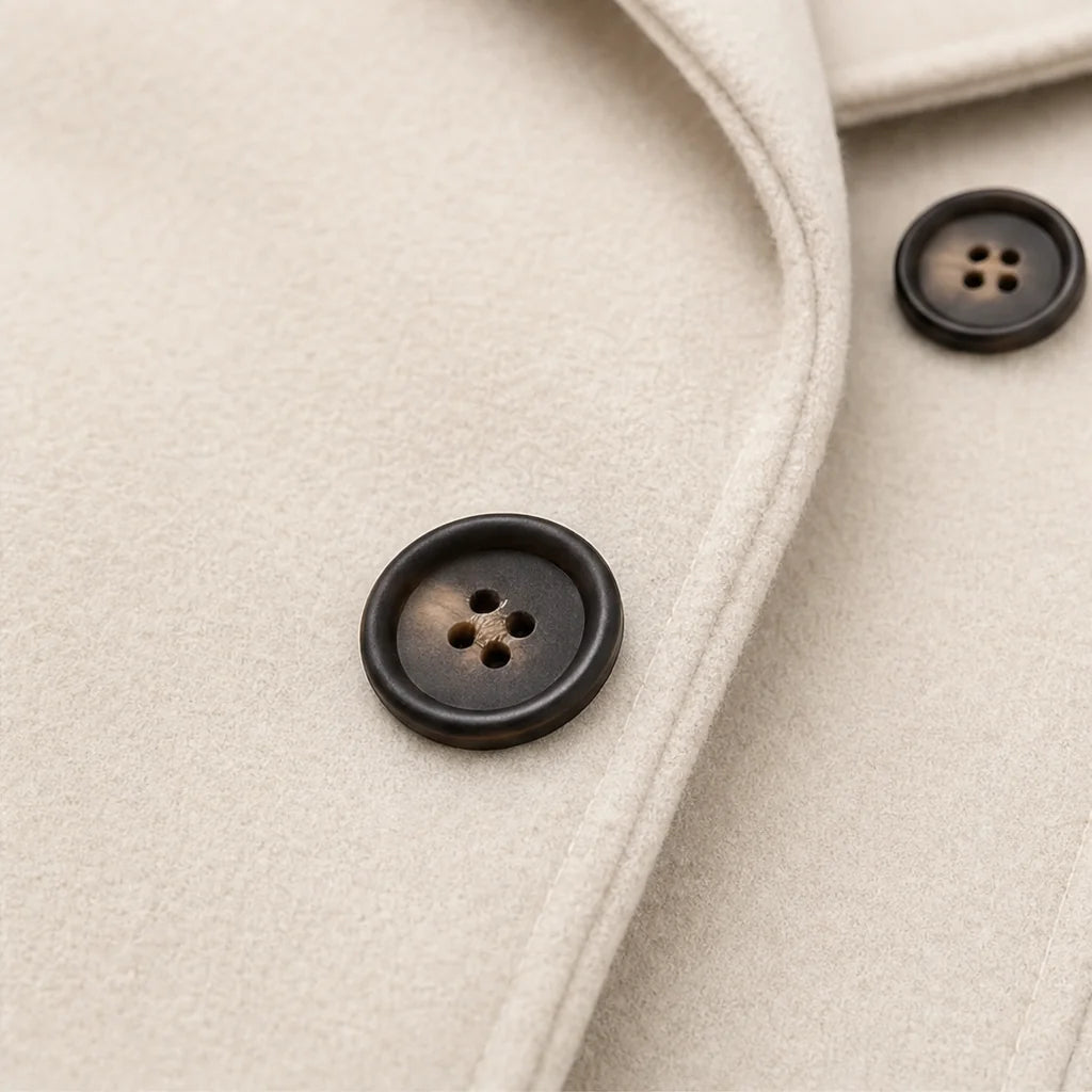 Pea Coat – Black Double-Breasted Hooded Thigh-Length