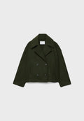 Pea Coat Wool Blend Oversized Notch Lapel Cropped