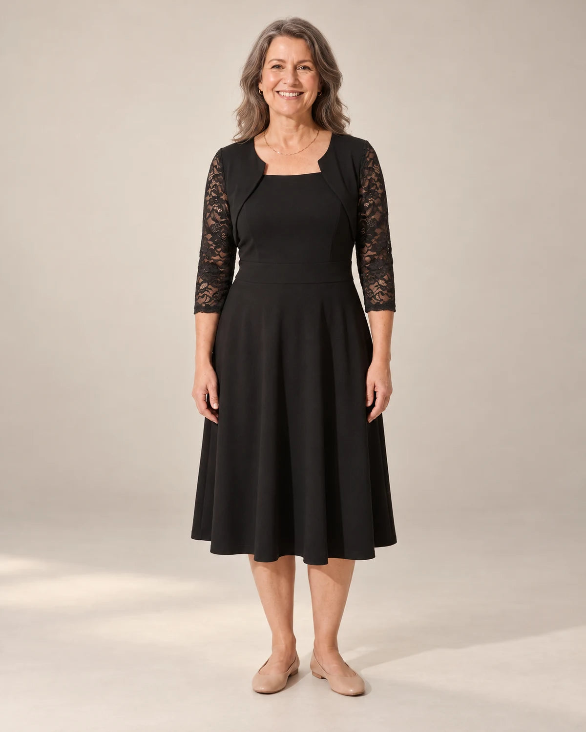 mother of the bride lace midi dress – Black