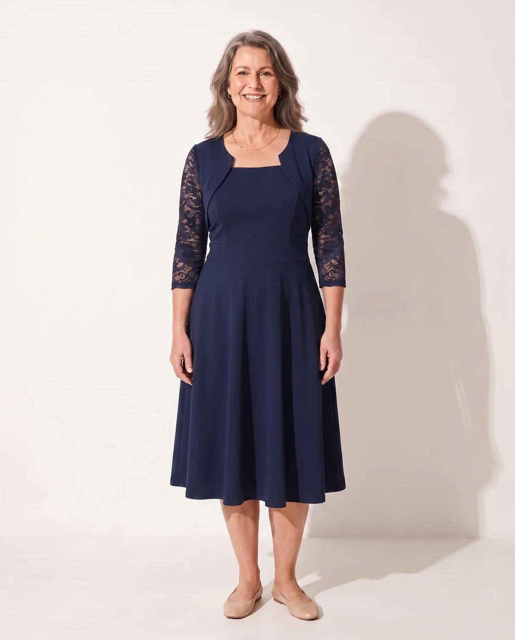 mother of the bride lace midi dress – Dark Blue