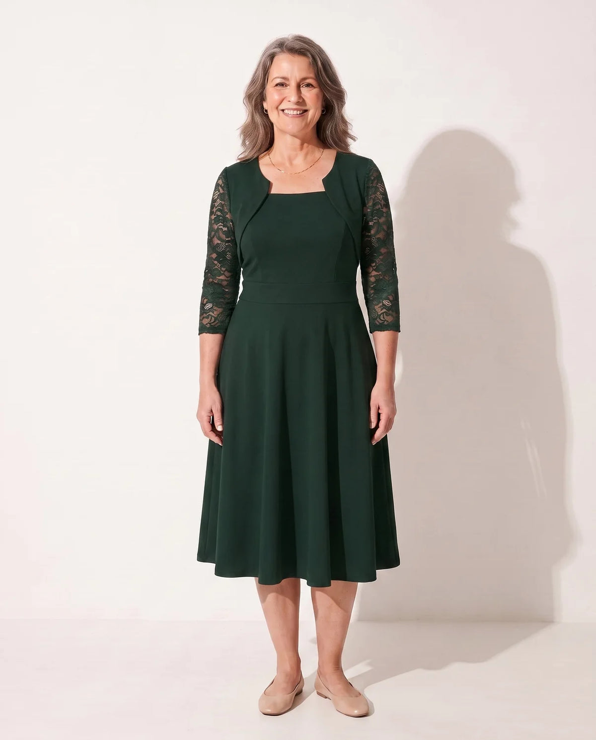 mother of the bride lace midi dress – Green