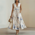 Pleated Chiffon Maxi Dress with Pockets