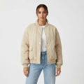 Quilted Bomber Jacket – Khaki Oversized Snap Front