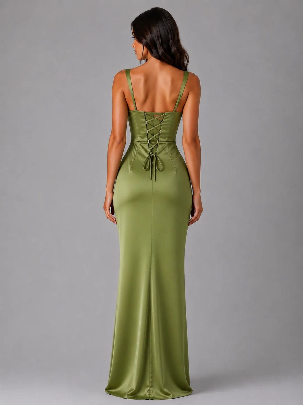 Satin Maxi Dress with Ruched Waist