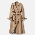 Trench Coat – Beige Double-Breasted Belted Longline