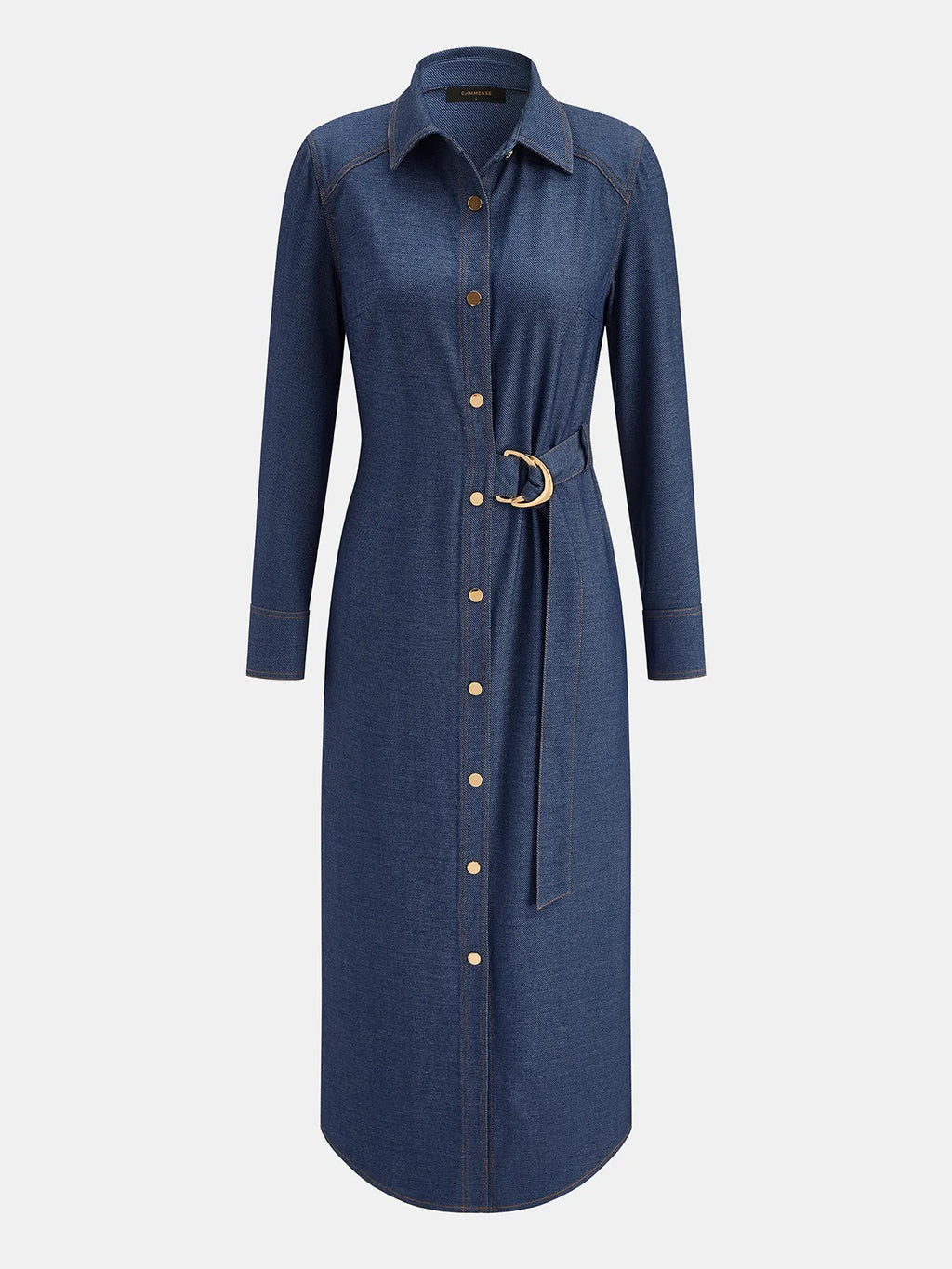 Vera Belted Midi Shirt Dress Long Sleeve Collar