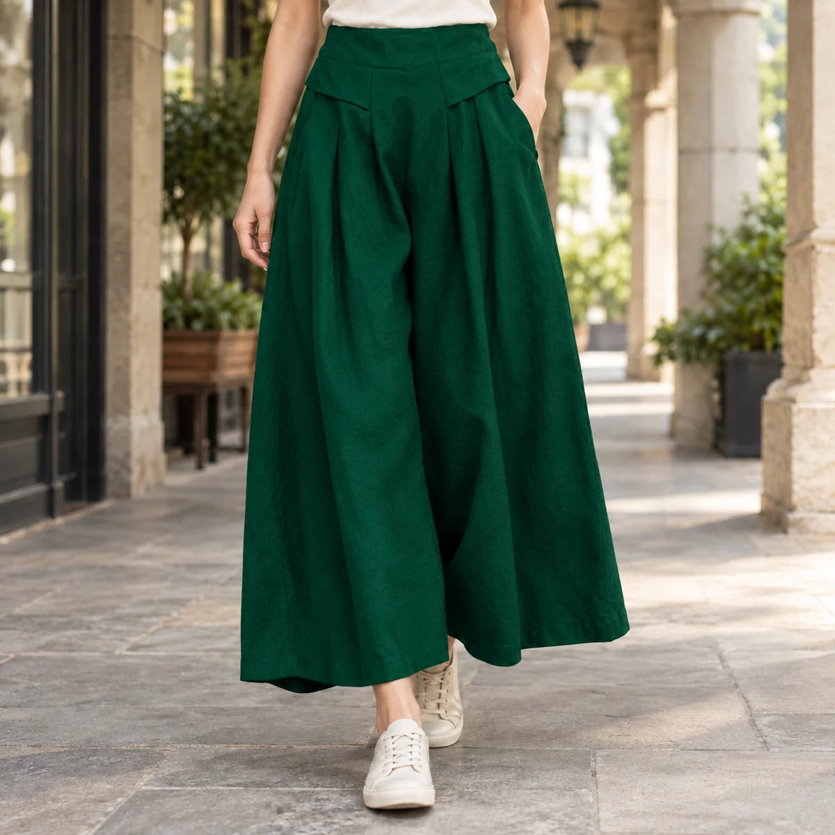 Wide Leg Pants – Black Pleated High-Waisted