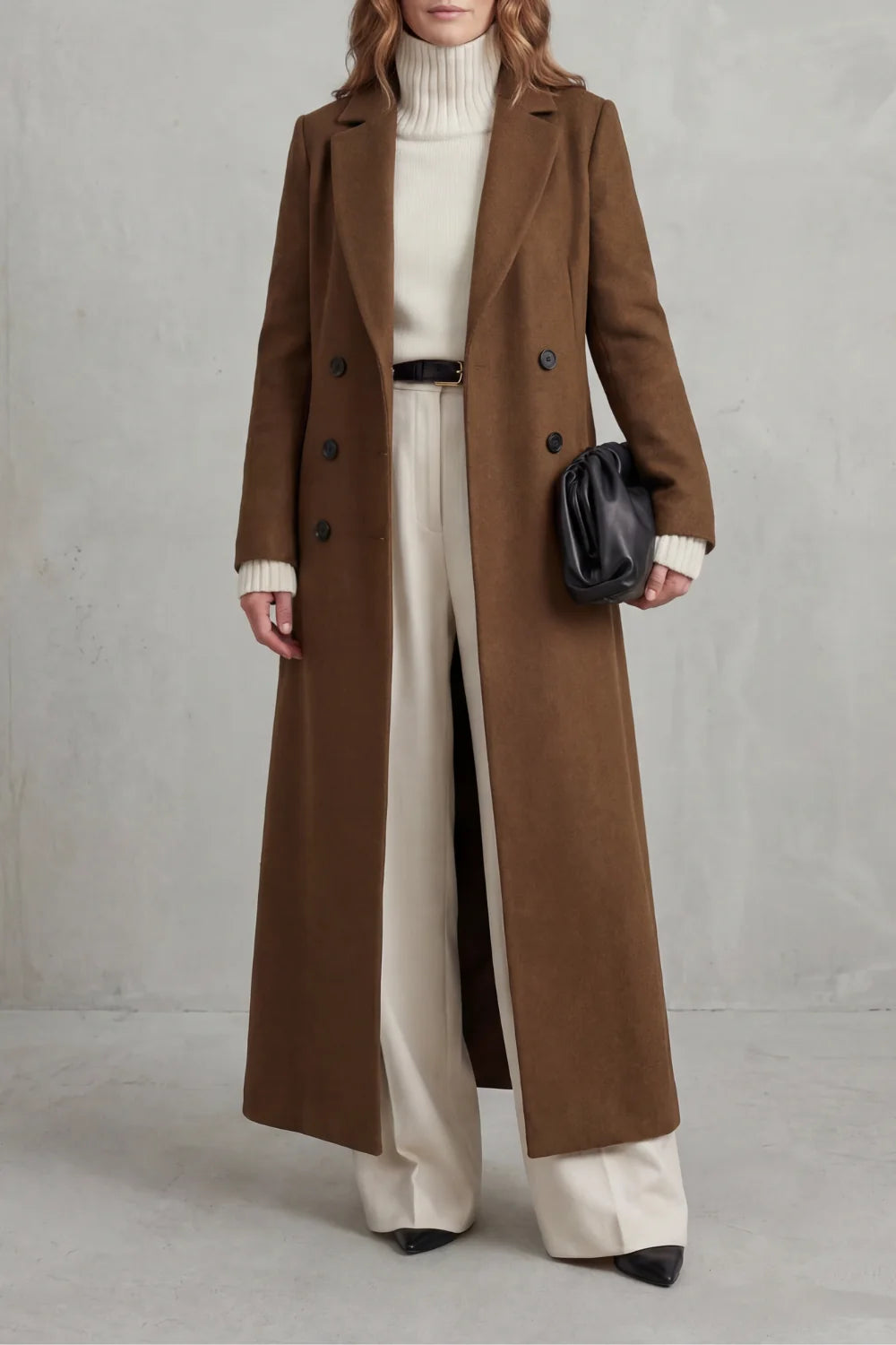 Wool Coat Women – Brown Long Wool Coat Double Breasted