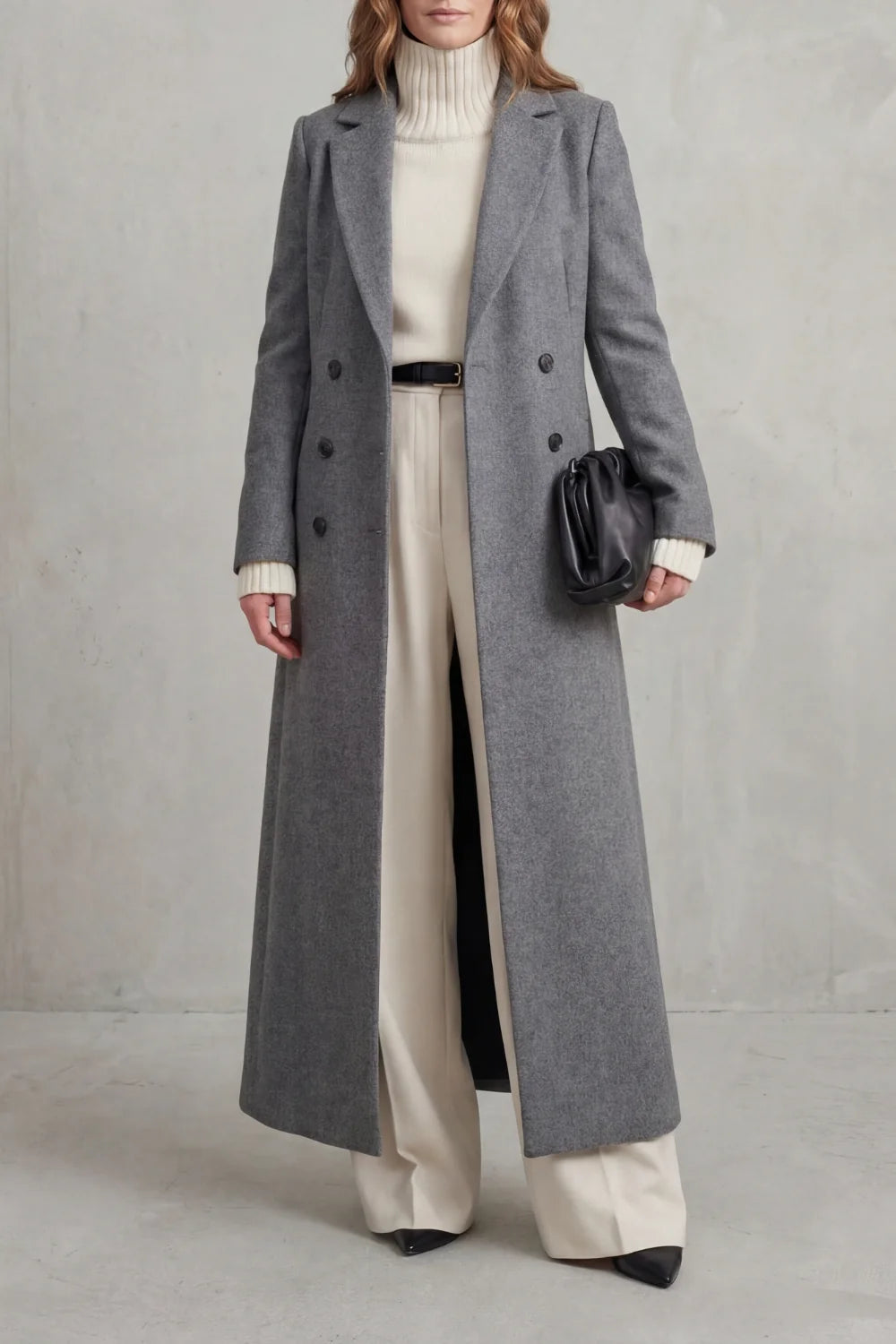 Wool Coat Women – Brown Long Wool Coat Double Breasted