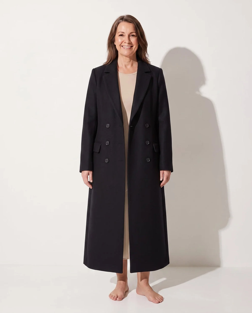 Wool Coat Women – Brown Long Wool Coat Double Breasted