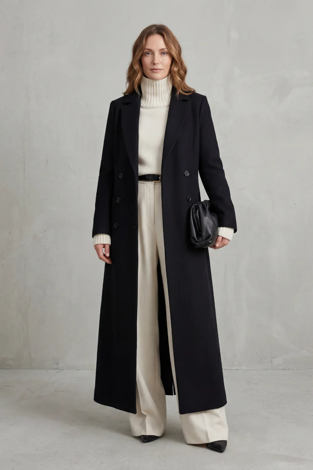 Wool Coat Women – Brown Long Wool Coat Double Breasted