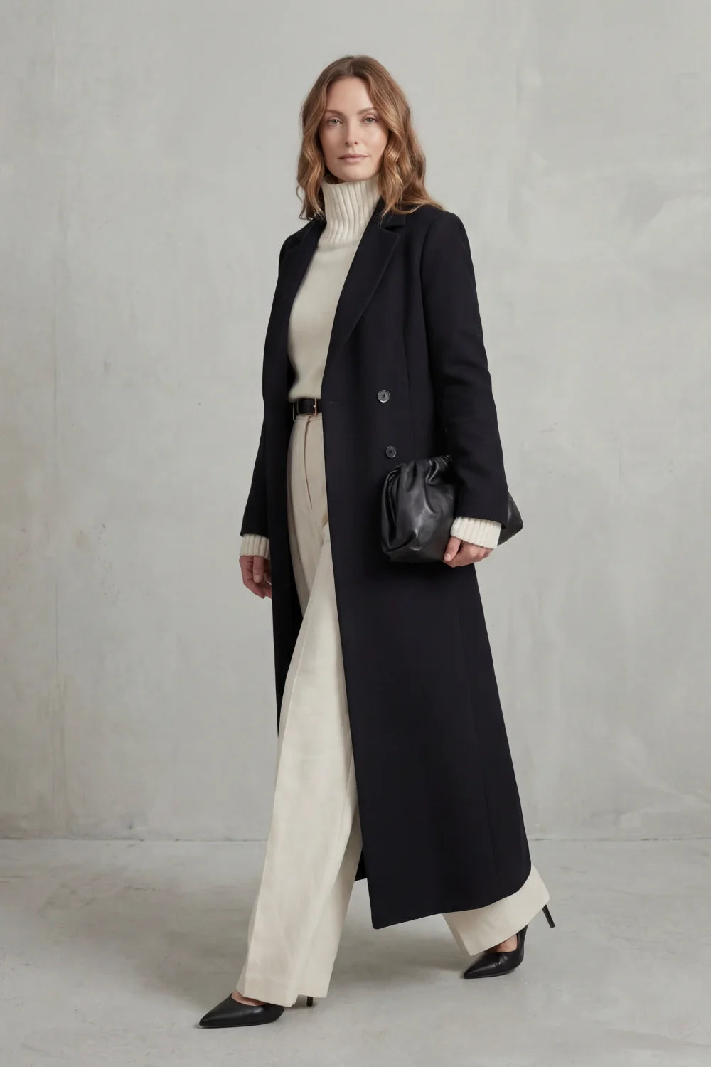 Wool Coat Women – Brown Long Wool Coat Double Breasted