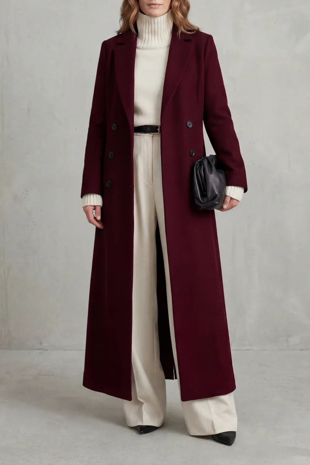 Wool Coat Women – Brown Long Wool Coat Double Breasted
