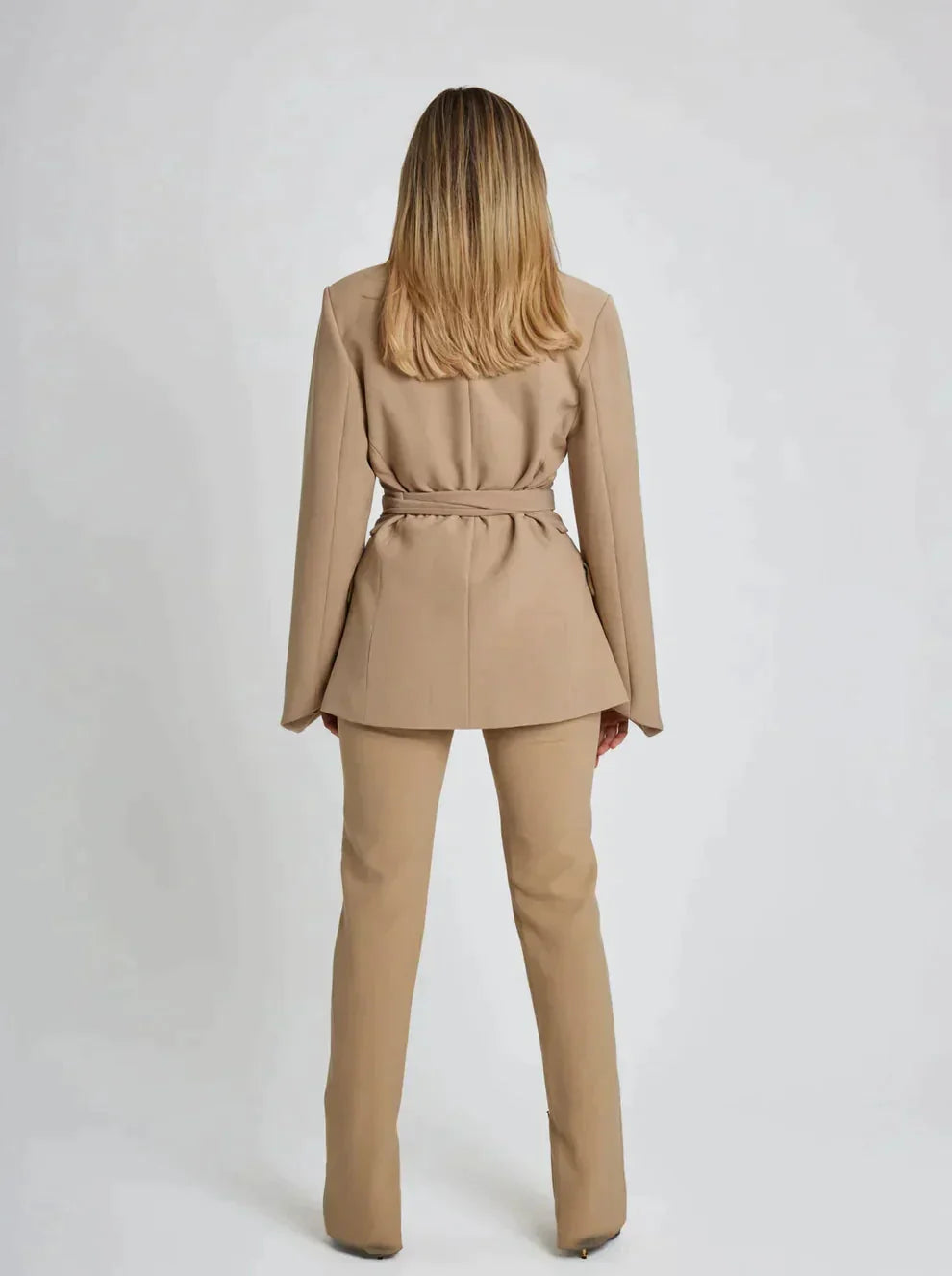 Blazer – Black Belted Tailored Wide-Sleeve