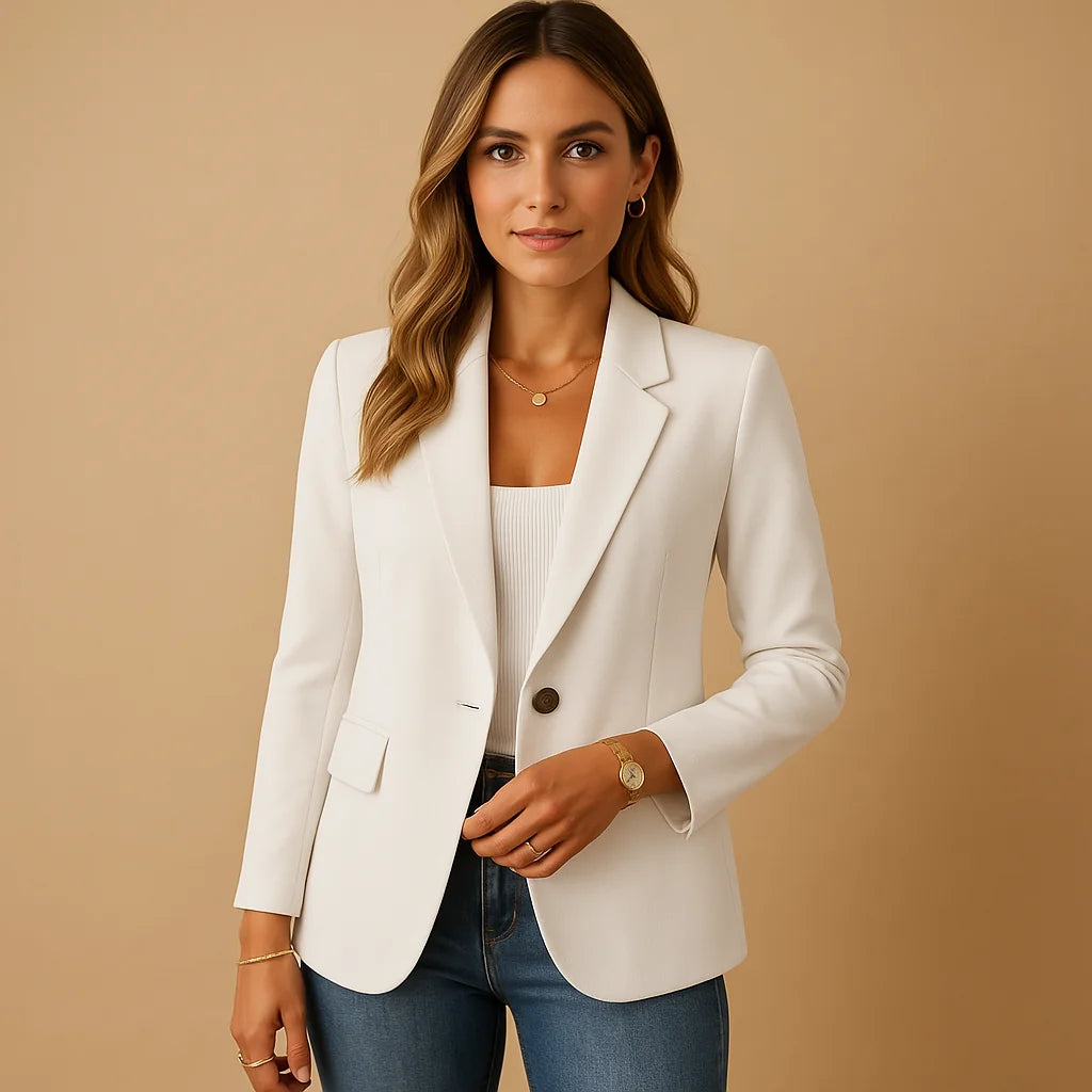 Blazer – White Tailored Single-Breasted Classic