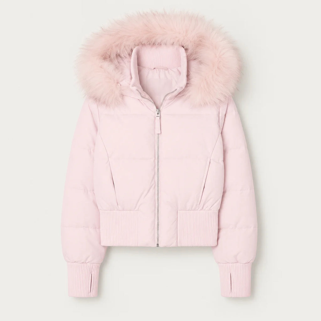 Brown Puffer Jacket – Faux Fur Collar Fitted Padded