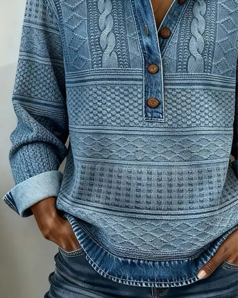 Collared Button Up Cable Knit Sweater