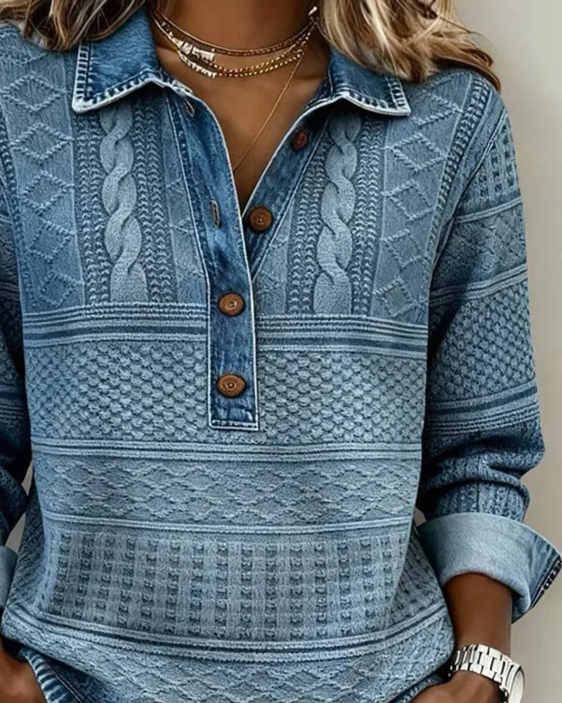 Collared Button Up Cable Knit Sweater