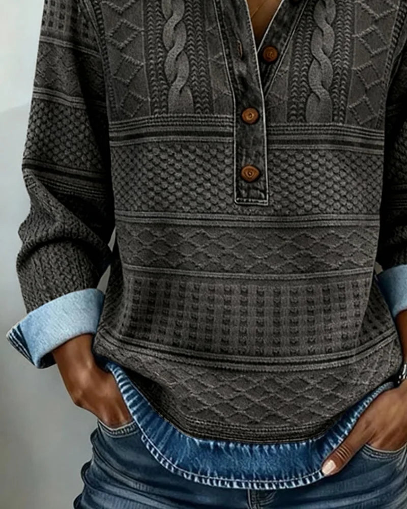 Collared Button Up Cable Knit Sweater
