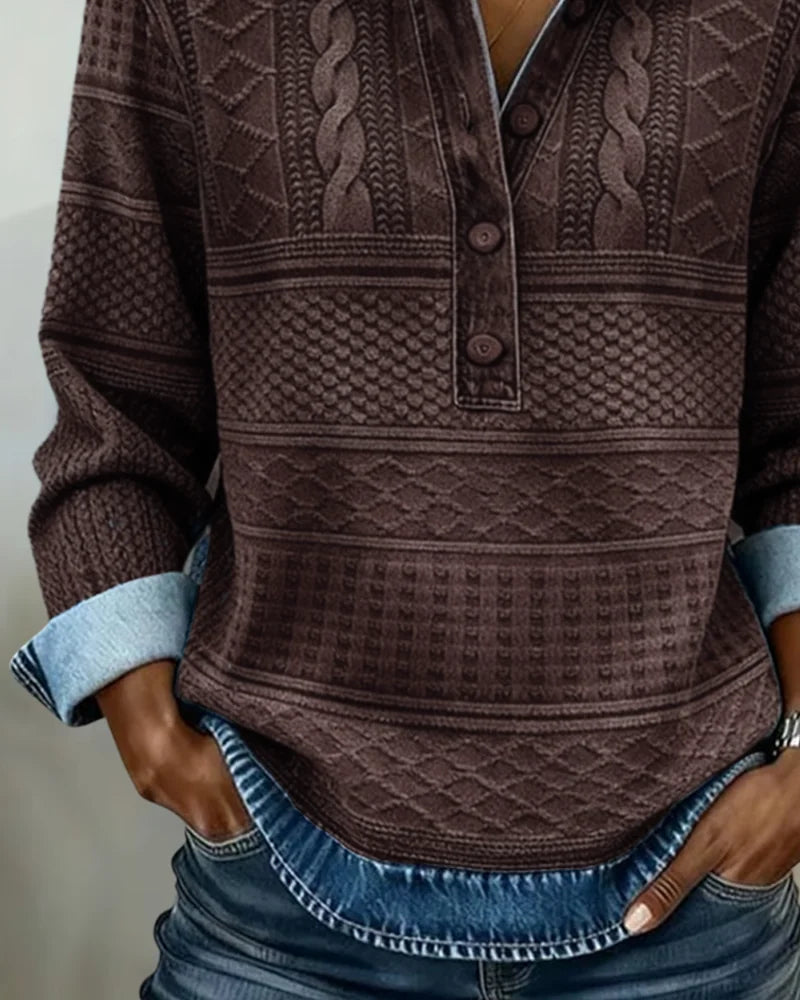Collared Button Up Cable Knit Sweater