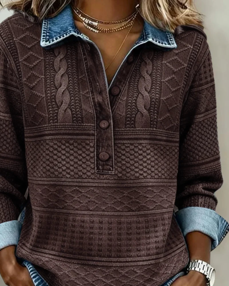 Collared Button Up Cable Knit Sweater
