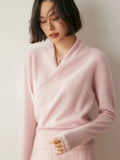 Crossover Collar Knit Sweater