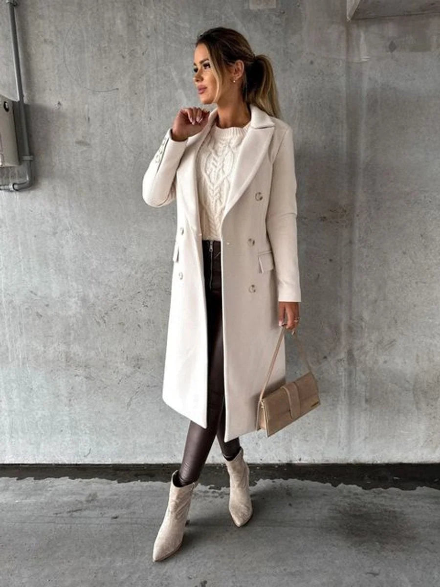 Double breasted coat women – Beige