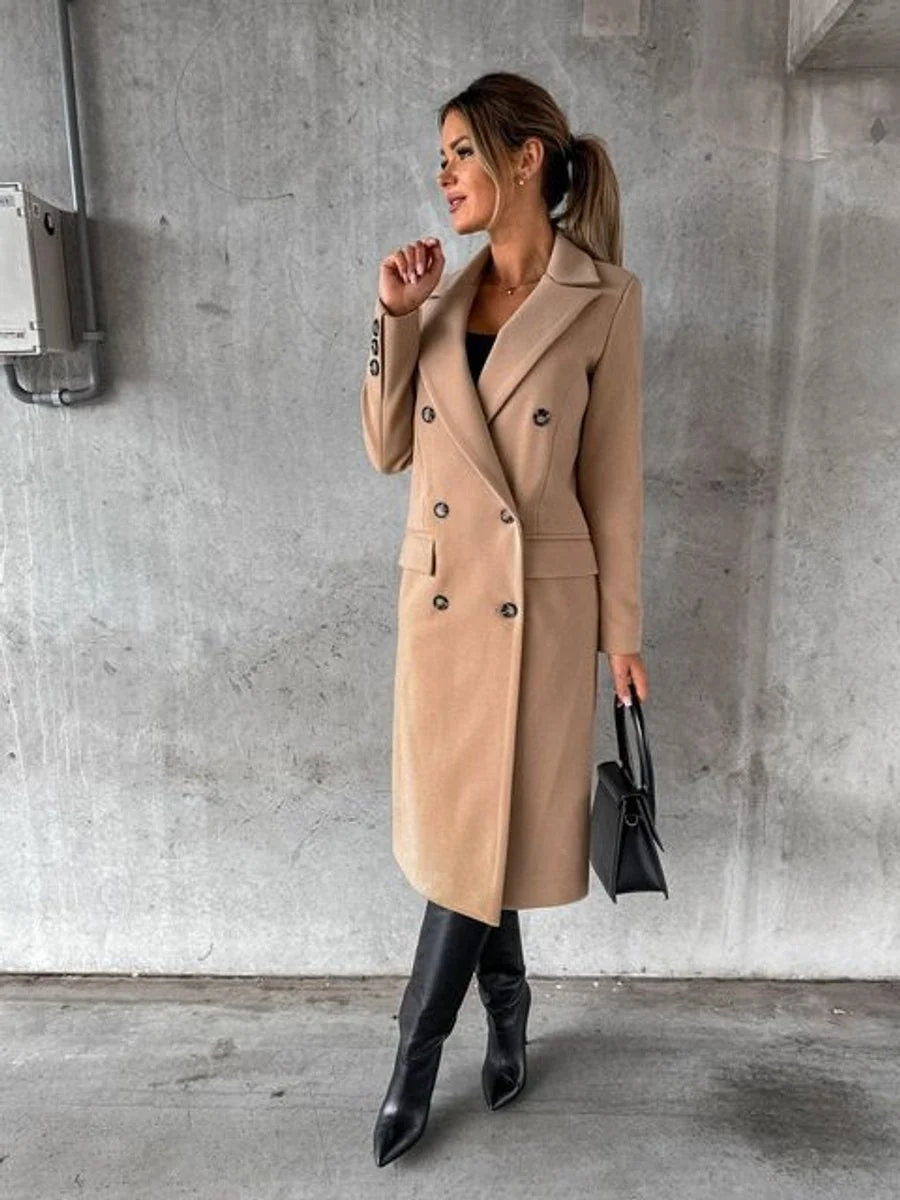 Double breasted coat women – Khaki