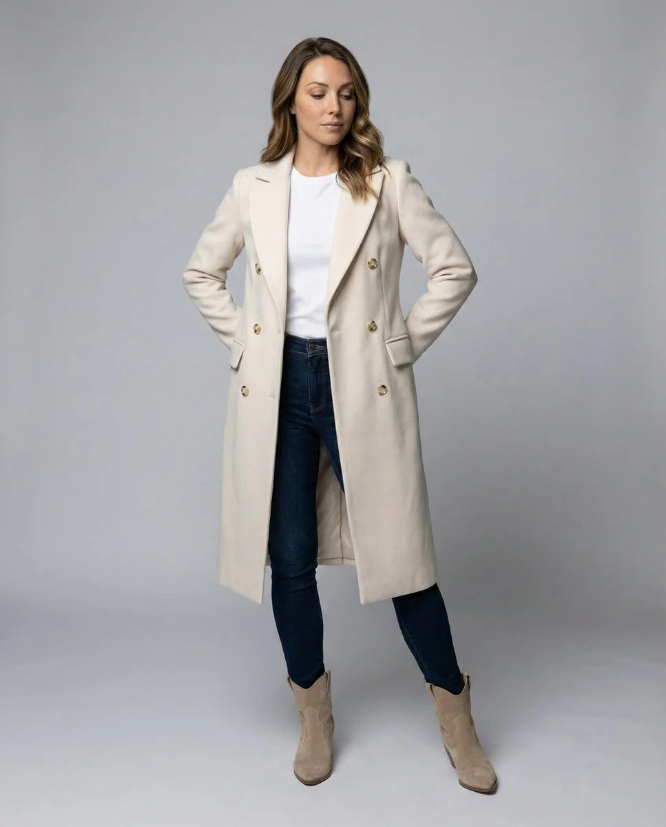 Double breasted coat women – Beige