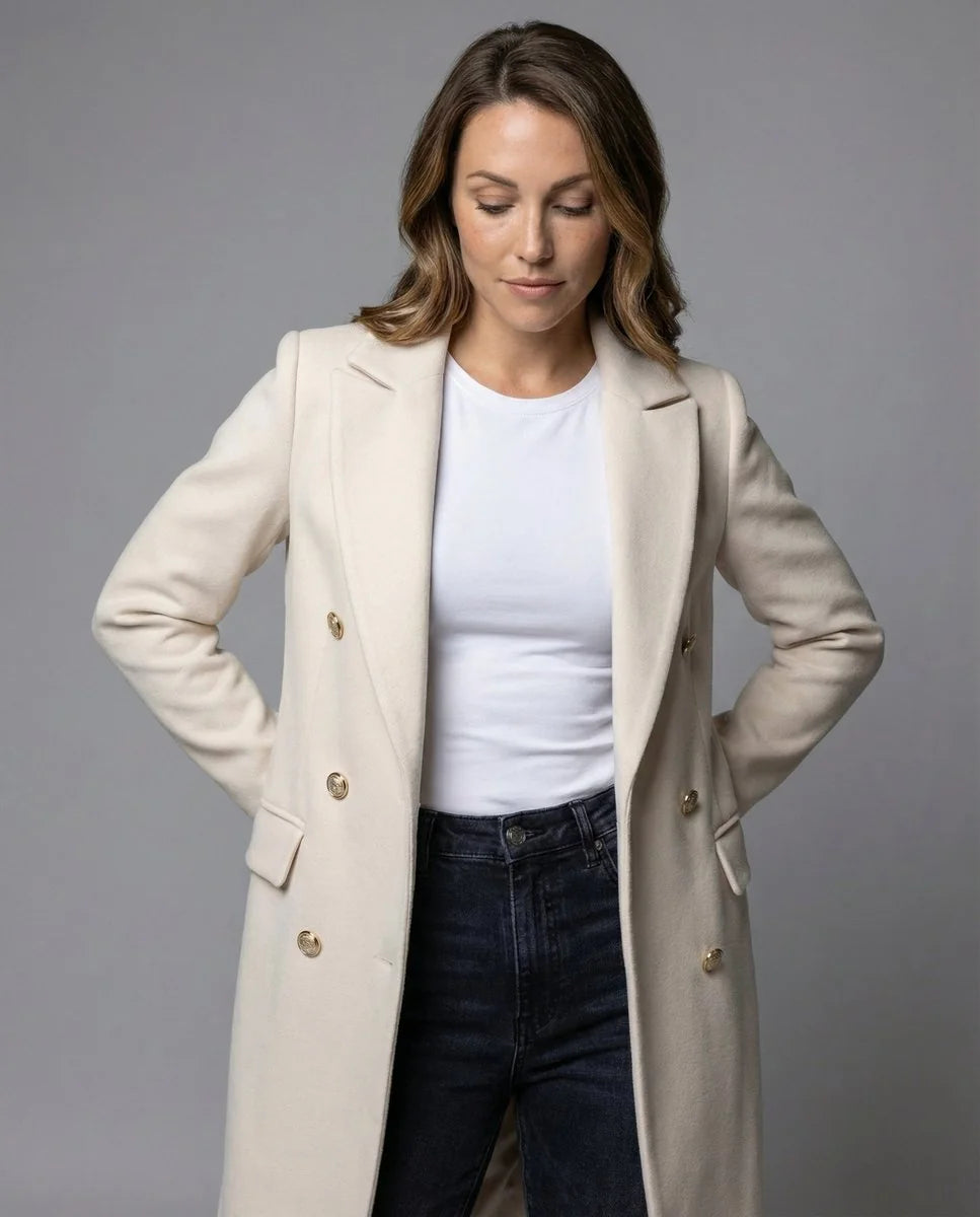 Double breasted coat women – Beige