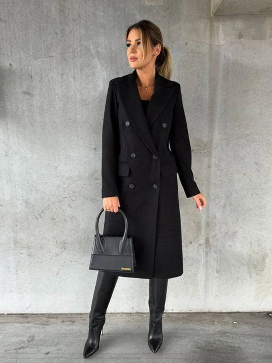 Double breasted coat women – Black