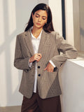 Eleanor Houndstooth Blazer Wool Blend Single Breasted