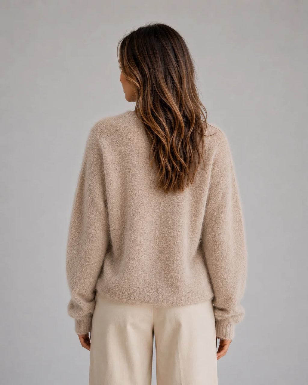 Fuzzy Cardigan – Khaki Button Front Knit Cardigan Sweater