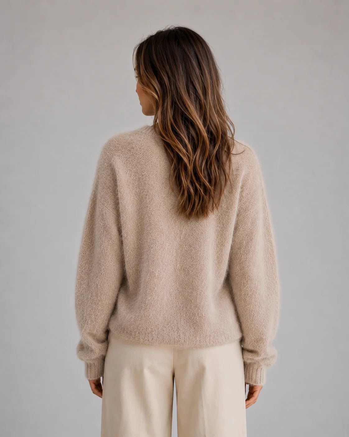 Fuzzy Cardigan – Khaki Button Front Knit Cardigan Sweater