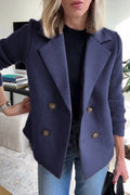Harper Blazer Double Breasted with Ribbed Knit Sleeves